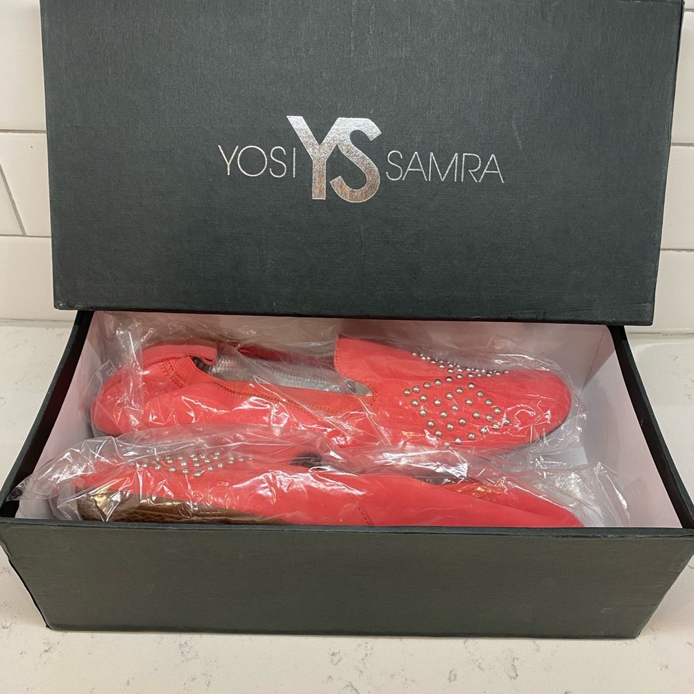 Yosi Samra Ariel Studded Pink Flats